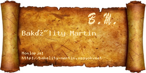 Bakálity Martin névjegykártya